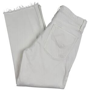 Hudson Remi Straight Cropped White High Rise Jeans Women’s 27 Raw Hem Denim